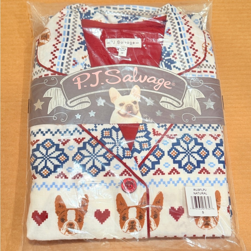 PJ Salvage Women’s Lightweight Flannel Pajamas Frenchie Dog | Natural